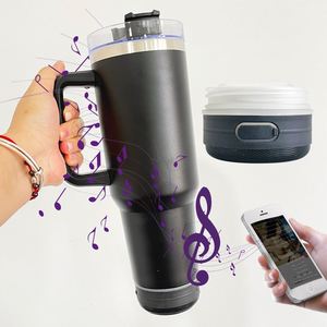<b>Smart</b> Player Powder Coated Wireless Speaker 40oz Tumbler Stainless Steel Vacuum Insulation 40oz Speaker Tumbler with Handle - Product Image 2