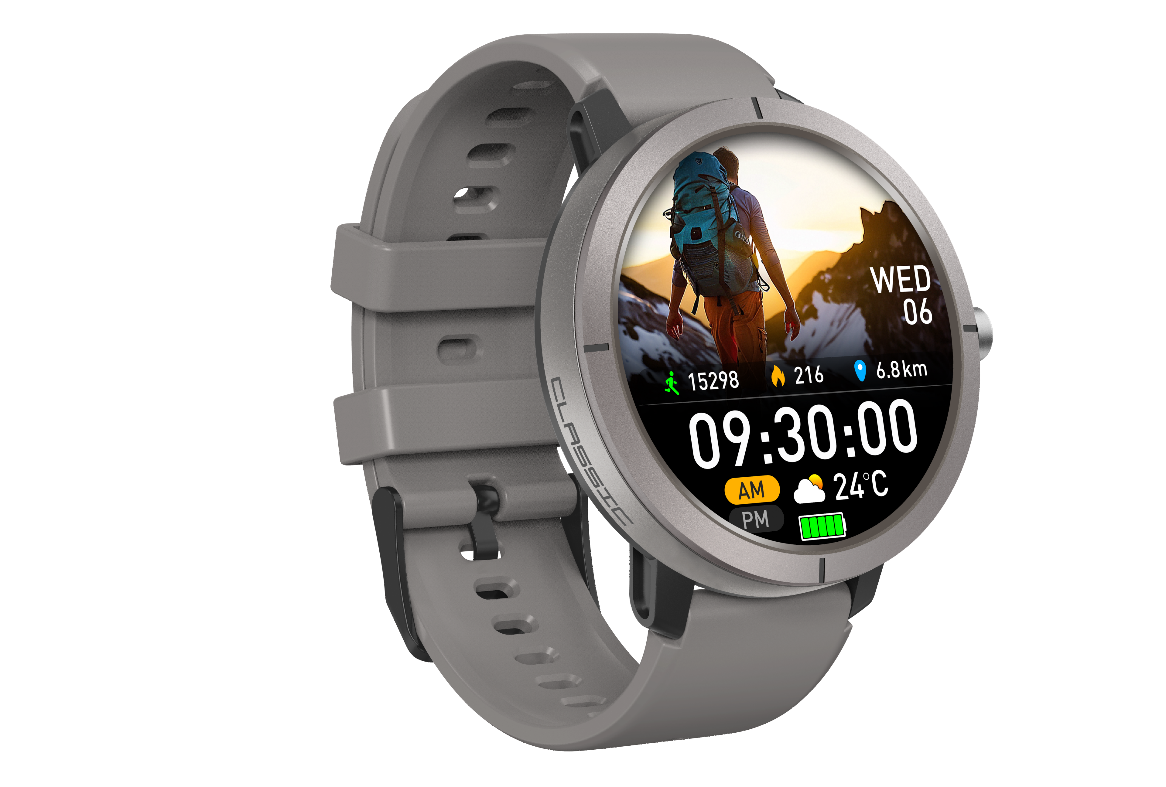 เคสเงิน + สายซิลิโคนสีเทา