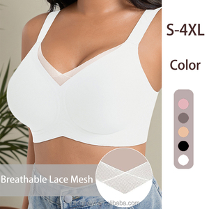 Reggiseno Bralette Sottile <span class=keywords><strong>Senza</strong></span> <span class=keywords><strong>Ferretto</strong></span> Push-Up da Donna con Pannello in Rete, Comodo e Contenitivo, Stile T-Shirt, <span class=keywords><strong>Senza</strong></span> Cuciture, per Uso Quotidiano - Product Image 4