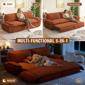 Sofá Cama Extraíble Queen de 73.2 Pulgadas, Sofá Cama Convertible 3 en 1, Sofá Cama Multifuncional de Pana, Naranja - Product Image 6