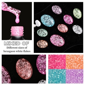 MyBeautyNails Set de vernis à ongles en gel Soak Off Flower Peach Cute Hexagon Glitter Snow White Flake Gel Nail Polish Private Label - Product Image 2