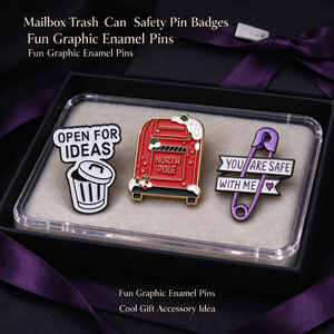 Pin de seguridad de metal con diseño de buzón de correo, lote de insignias de metal con gráficos geniales, pequeños accesorios de regalo coleccionables - Product Image 1
