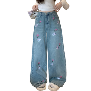 Nouveau pantalon large décontracté droit à jambes larges jeunesse mode décontracté femmes pantalon à jambes larges à vendre personnalisé - Product Image 1