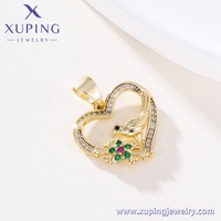 001176102 XUPING Pendentif Cœur Creux Oiseau Floral en Cristal Zircon Coloré Breloque Amour pour Collier Femme