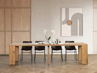Table à manger extensible moderne en bois massif, personnalisable en gros, directement de l'usine, 2 à 12 places, mobilier de cuisine gain de place