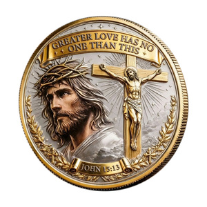 Moneta Commemorativa Cristiana della Redenzione e Risurrezione, Artigianato in Metallo, Decorazione a Tema Fede, Souvenir Religioso - Product Image 2