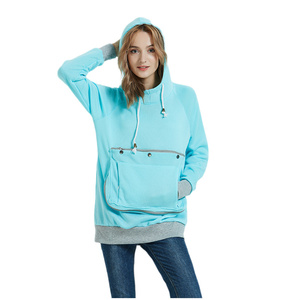 <strong>Women's</strong> Hooded Sweatshirt Winter Kangaroo Pouch Dog Casual Sportswear Pullover Hoodie Jacket with Large Pet Pocket - Product Image 4