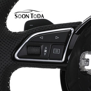 Volant sport en cuir véritable perforé <span class=keywords><strong>noir</strong></span> personnalisé 50MM pour modèles <span class=keywords><strong>Audi</strong></span> A3/A4/A5/A6/<span class=keywords><strong>Q3</strong></span>/Q5/Q7/A8 <span class=keywords><strong>RS</strong></span> - Product Image 4