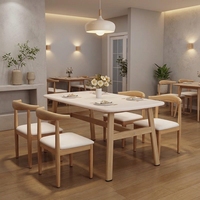 Ensemble table et chaises en bois pas cher pour petits appartements, forme rectangulaire, 3-4 personnes, usage domestique et commercial