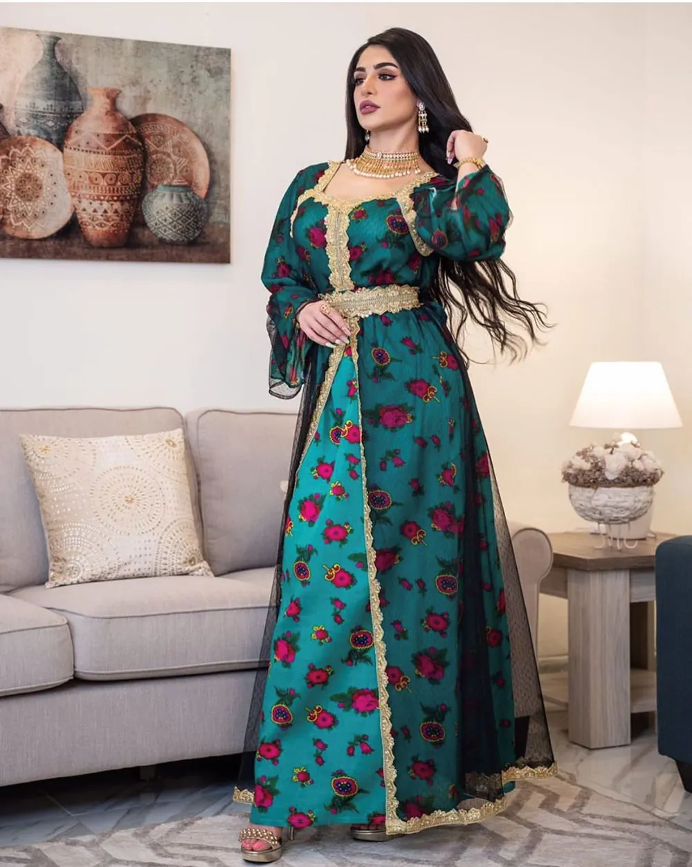 Ramadan Arab Dubai Eid Mubarak Muslim Abaya Dress Patchwork Embroidery Indian Kaftan Dress Women Muslim Dress