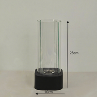 Vente en gros Foyer de table carré en acier inoxydable Brasero en métal noir Cheminée de table en verre avec pierres décoratives
