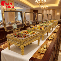 TIANXING 9L Réchaud de Buffet Hydraulique de Luxe en Acier Inoxydable Doré, Ensemble de Maintien au Chaud Commercial pour Salles de Banquet