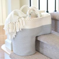 Panier d'escalier tissé en forme de L avec poignées pour le rangement des jouets et des livres, marron, 15 po L x 10 po L x 15 po H, directement de l'usine