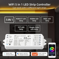 Tuya WiFi RF 5 1 LED contrôleur WT5 2.4G verre écran tactile gradateur à distance CCT RGB RGBW RGBCCT bande lumineuse pour la domotique