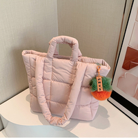 Nouveau sac à main d'hiver matelassé pour femmes avec bretelles en nylon, sac fourre-tout matelassé