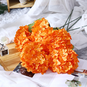 Fleurs d'hortensia artificielles Xinchengzhi, orange, en soie, pour décoration de mariage, accessoires de photographie en extérieur faits à la main, décoration intérieure - Product Image 1
