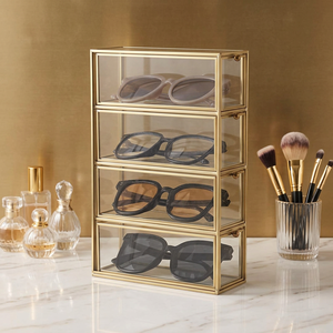 Modern Rectangle Glass Metal Multi-tier Luxury Style <b>Storage</b> Organizer for Home Decoration - Product Image 1