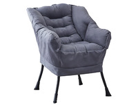 Fauteuil d'appoint moderne capitonné en tissu doux, fauteuil de loisirs avec rembourrage en éponge, siège inclinable, pieds en fer noir pour salon