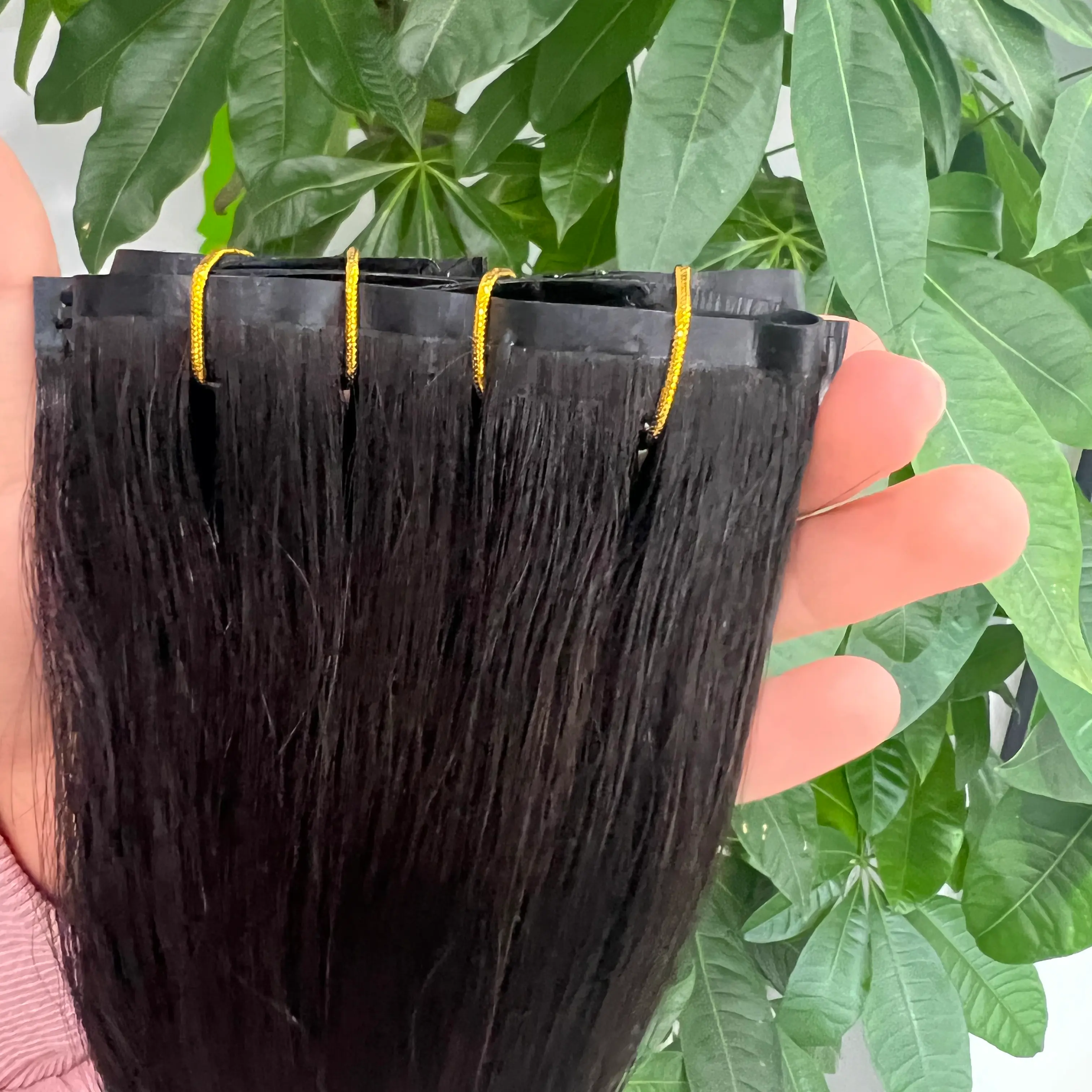 Klip Grosir Dalam Rambut Manusia 100% Rambut Perawan Rusia Pu Alami Lurus Panjang Klip Mulus Tak Terlihat Dalam Ekstensi Rambut