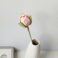 Nouveauté en stock : Lotus fait main au crochet avec feuilles et bourgeons pour la décoration intérieure, bouquet floral fini fait main, ornements de qualité supérieure