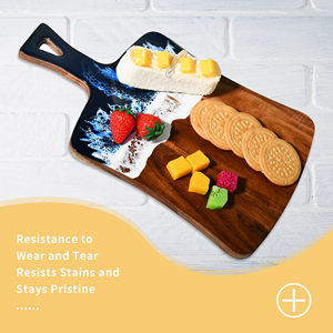 Tabla de cortar de resina con mango Tabla de cortar de madera Paleta redonda, Tabla de cortar personalizada de resina Ocean - Product Image 2