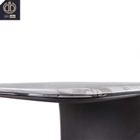 Ensemble de table et chaises à dîner DIRANI en marbre blanc moderne et bois, 6 places, pour villa de luxe, hôtel, salle à manger