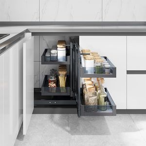 Fourniture d'usine Cuisine Magique Coin Armoire Coin Tirer Panier Cuisine Monstre 2 Niveaux Armoire De Cuisine Magique Coin Panier <span class=keywords><strong>Rack</strong></span> - Product Image 5