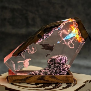 Lampe en résine époxy « Comment dresser votre <span class=keywords><strong>dragon</strong></span> » : Toothless, Light Fury, Night Fury, White Fury – Ornement, cadeau d'anniversaire, cadeau de pendaison de crémaillère, artisanat en résine - Product Image 4