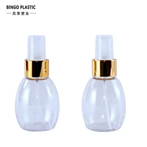 Botol plastik silinder 40ml dengan penyemprot kabut emas