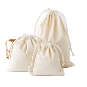 Large Custom Logo Printed Twill Cotton Drawstring Clothes Dress Hat Purse Packaging Bag White Bags - Product Image 6