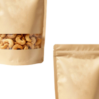 Sacs alimentaires en kraft personnalisés, emballage pour fruits secs, sachets refermables pour en-cas et noix avec fenêtre