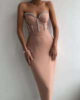 Robe longue corset tendance et sexy sans bretelles, taille haute, pour femme, collection été 2026, design personnalisé