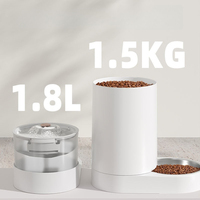 Station d'alimentation automatique pour animaux de compagnie 2L Distributeur d'eau pour aliments secs à motif solide élégant Bols 2 en 1 Stockage en plastique pliable