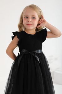 <span class=keywords><strong>Sermo</strong></span> Sinhoon Vestido de tul con lazo para niña pequeña, vestido de verano con volantes sin mangas, moda informal para niña de 1 a 6 años - Product Image 3