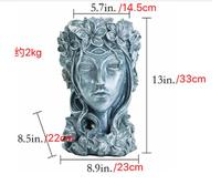 Pots de fleurs de déesse grecque en résine en forme de tête faits à la main pour la décoration de jardin à la maison Pot de fleur créatif