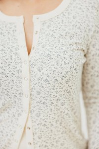 Ensemble pyjama de maternité à motif floral 100% coton respirant, col rond, manches longues, <span class=keywords><strong>pantalon</strong></span> court, couleur ivoire, adapté aux grossesse - Product Image 6