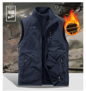 Autumn and Winter Thickened <strong>Velvet</strong> <strong>Men's</strong> Outdoor Sports Vest Quick-drying Multi-pocket Reversible Warm <strong>Waistcoat</strong> - Product Image 4