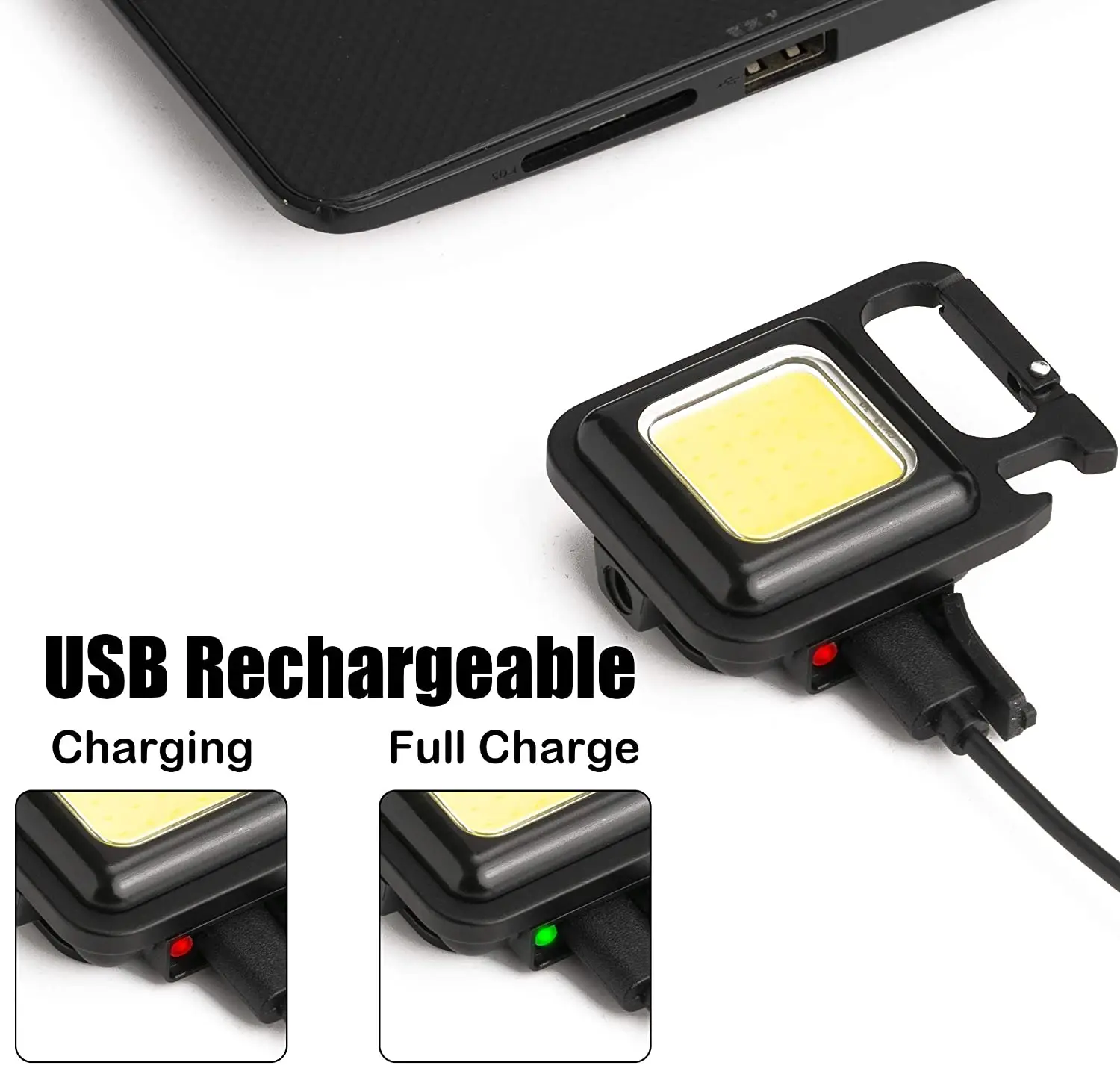 Yarrae USB Rechargeable Mini COB Work Light with Magnet and Flashlight for Fishing Walking and Camping