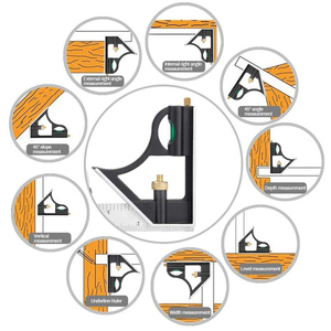 Chế Biến Gỗ Đa-Chức Năng Kết Hợp Vuông Cai Trị 300Mm 3 Trong 1 Có Thể Điều Chỉnh Góc Với Chèn Thẻ Đóng Gói - Product Image 5