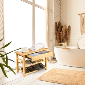 Bền 3-tầng tre Giày giá băng ghế dự bị lối vào hành lang phòng ngủ ban công phòng tắm lưu trữ tổ chức ngăn kéo giày lưu trữ chỗ ngồi - Product Image 5