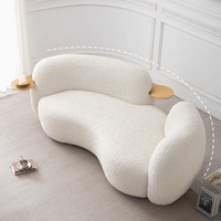 Sofá Zayshine de Estilo Francés Retro, Tapizado en Crema Sherpa, Curvo, para Sala de Estar, Sofá de 2 Plazas con Forma Especial, Sofá de Diseño para Apartamento o Tienda de Ropa