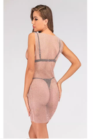 Sexy Strass Jurk Voor Vrouwen Doorschijnende Mesh Cover Up Jurk Doorzichtig Strand Badmode Bikini Coverups