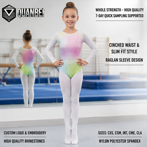 <span class=keywords><strong>Justaucorps</strong></span> de gymnastique rythmique pour enfants, manches longues, orné de strass, prix d'usine, fabriqué en Chine - Product Image 2