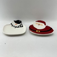 Assiette à dîner en porcelaine peinte à la main du père Noël de conception nordique moderne ensemble d'assiettes de chargeur pour l'école à la maison ou le prix de fête