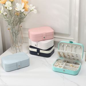 Custom Logo PU Leather Travel Jewelry Organizer <b>Box</b> Small Necklace Ring Earring Bracelet Jewellery Storage Wedding <b>Gift</b> - Product Image 6