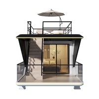 Maison préfabriquée en acier de type capsule spatiale extensible, alimentée à l'énergie solaire, personnalisable en usine, pour hôtel/villa/appartement