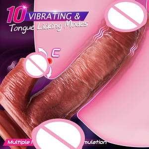 Automatischer Teleskop-<span class=keywords><strong>Penis</strong></span> mit schwingender Zunge lecken Silikon-Heiz vibrator für Frauen - Product Image 3