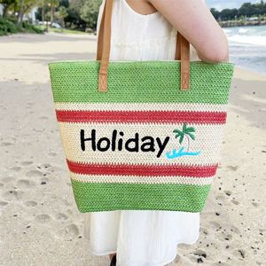 Sacs fourre-tout en paille écologiques grande capacité, sac de plage d'été pour les voyages en plein air et le shopping - Product Image 1