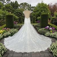 FEISHILUO luxe ivoire sirène robe de mariée Style moderne sans manches perle dentelle perle paillettes fleurs sur mesure bouton fermeture
