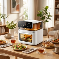 Four à friture intelligente 15L 2200W avec contrôle Wi-Fi par application, double chauffage, écran tactile, double fenêtre en verre, plastique, français/allemand